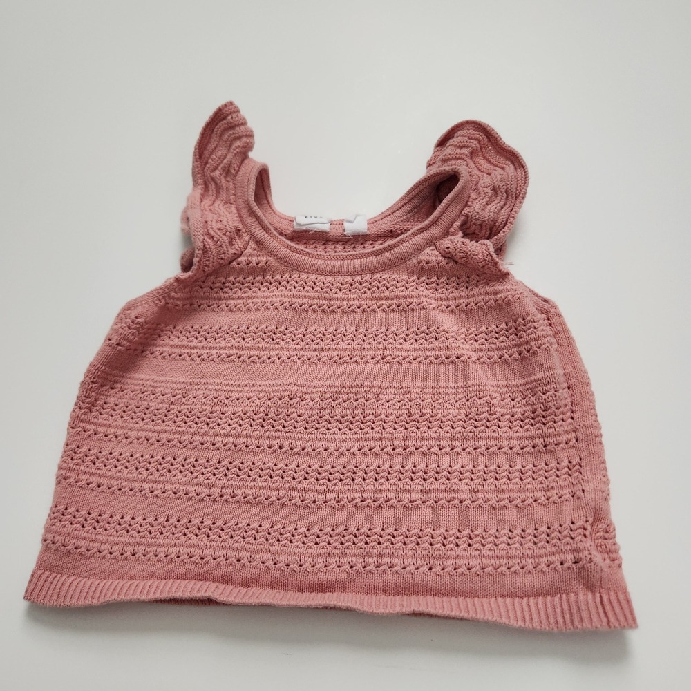GAP Kids 100% Cotton Pink Knit Ruffle Sleeve tank Top Girls Size XS 4-5